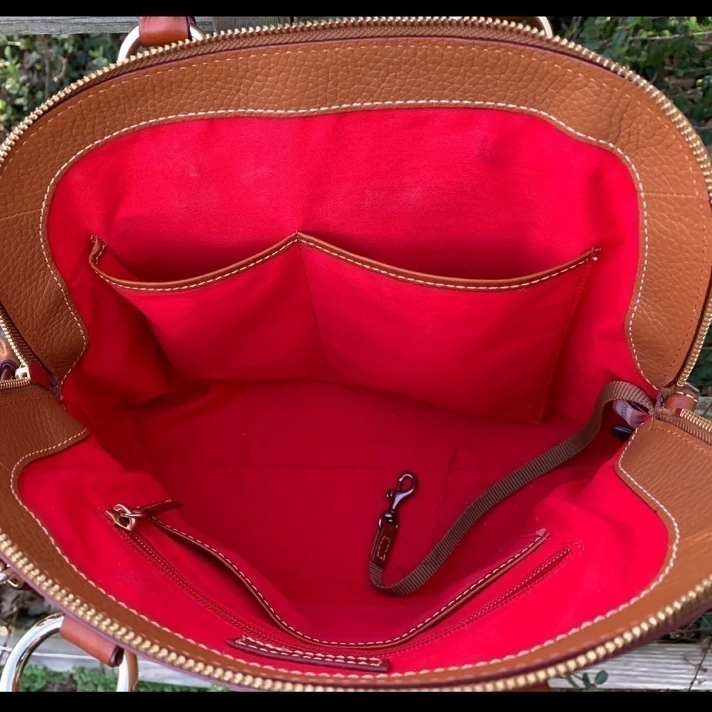 Dooney & Bourke Brown Leather Aubrey Zip Dome Bag